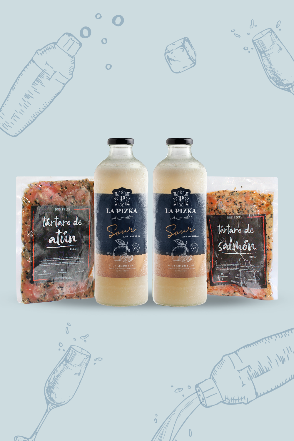 Pack 2 Sour Sutil 1 lt + 2 Tártaros de atún y salmón 250g